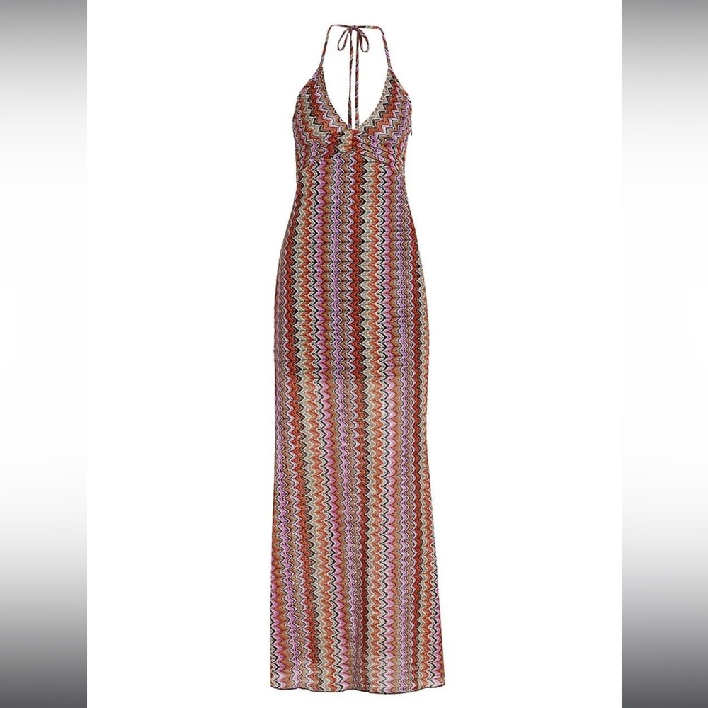 Brand New Ramy Brook Daphne Zig Zag Knit Low Neck Dress